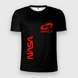 Мужская спорт-футболка Nasa space red logo