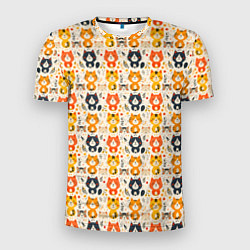 Мужская спорт-футболка Разноцветные котята ретро узор