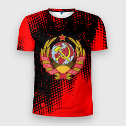 Футболка спортивная мужская СССР краски красные текстура, цвет: 3D-принт