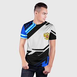 Футболка спортивная мужская Россия геометрия текстура, цвет: 3D-принт — фото 2