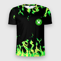 Футболка спортивная мужская Minecraft green flame, цвет: 3D-принт