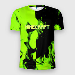 Футболка спортивная мужская Minecraft green logo fire, цвет: 3D-принт