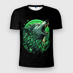 Мужская спорт-футболка Неоновая голова волка