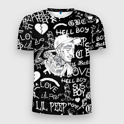 Футболка спортивная мужская Lil Peep pattern автографы лого, цвет: 3D-принт