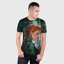 Футболка спортивная мужская Рыжая девушка с неоновыми татуировками, цвет: 3D-принт — фото 2