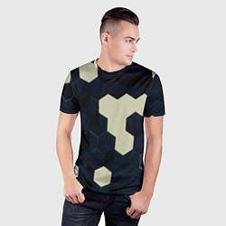 Футболка спортивная мужская Соты абстракция, цвет: 3D-принт — фото 2