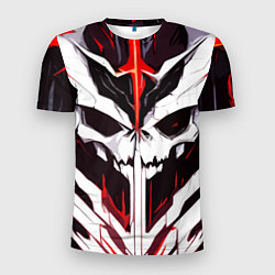 Футболка спортивная мужская Абстрактный белый череп и красные полосы, цвет: 3D-принт
