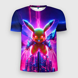 Футболка спортивная мужская Neon horror - cyber Pikachu, цвет: 3D-принт