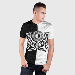 Футболка спортивная мужская Волки с узлом воина и ставом рун - бессмертие, цвет: 3D-принт — фото 2