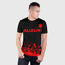Футболка спортивная мужская Suzuki - red gradient посередине, цвет: 3D-принт — фото 2