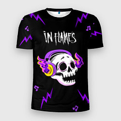 Футболка спортивная мужская In Flames неоновый череп, цвет: 3D-принт