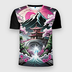 Футболка спортивная мужская Пейзаж Японии природа, цвет: 3D-принт