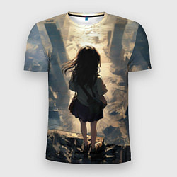 Футболка спортивная мужская Девушка и город, цвет: 3D-принт