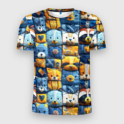 Мужская спорт-футболка Пэчворк с мордашками енотов