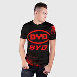 Футболка спортивная мужская BYD - red gradient, цвет: 3D-принт — фото 2