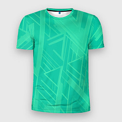 Мужская спорт-футболка Мятный зелёный однотонный геометричный