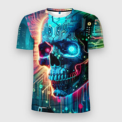 Футболка спортивная мужская Cool cyber skull - neon glow, цвет: 3D-принт