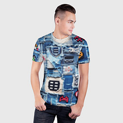 Футболка спортивная мужская Геймерские знаки на пэчворк, цвет: 3D-принт — фото 2