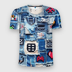 Мужская спорт-футболка Геймерские знаки на пэчворк