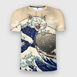 Футболка спортивная мужская Большой котик в Канагаве, цвет: 3D-принт