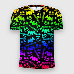 Мужская спорт-футболка Marshmello neon steel pattern