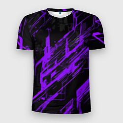 Футболка спортивная мужская Purple stripes on a black background, цвет: 3D-принт