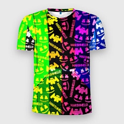 Футболка спортивная мужская Marshmello pattern neon steel, цвет: 3D-принт