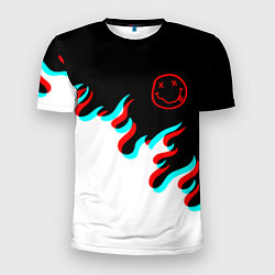 Мужская спорт-футболка Нирвана глитч огонь