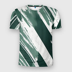Мужская спорт-футболка Косая зеленая полоска