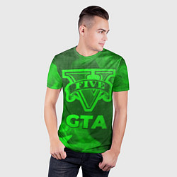 Футболка спортивная мужская GTA - green gradient, цвет: 3D-принт — фото 2