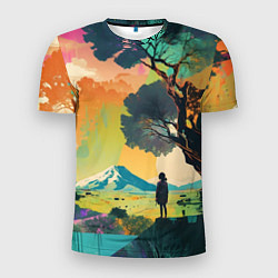 Футболка спортивная мужская На природе абстракция, цвет: 3D-принт