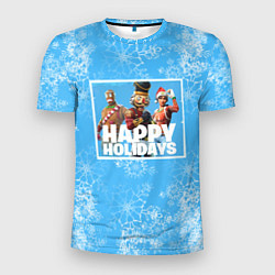 Футболка спортивная мужская Happy Holidays - Fortnite Ginger Gunner и Щелкунчи, цвет: 3D-принт