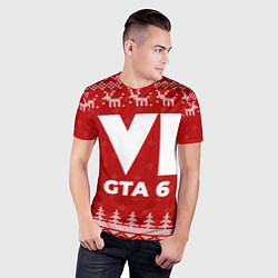 Футболка спортивная мужская Новогодний GTA 6 с оленями, цвет: 3D-принт — фото 2