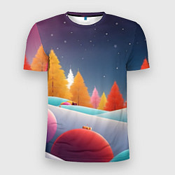Мужская спорт-футболка Яркие новогодние елки
