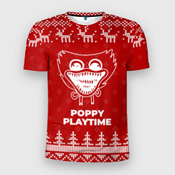 Футболка спортивная мужская Новогодний Poppy Playtime с оленями, цвет: 3D-принт