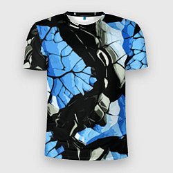 Мужская спорт-футболка Чёрные линии на чёрно-синем фоне