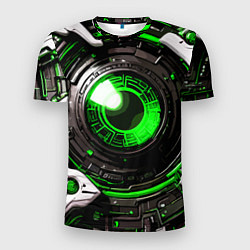 Мужская спорт-футболка Зелёная сфера киберпанк