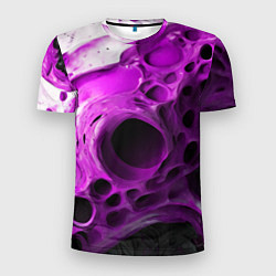 Мужская спорт-футболка Фиолетово-белая абстрактная структура