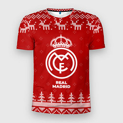 Футболка спортивная мужская Новогодний Real Madrid с оленями, цвет: 3D-принт