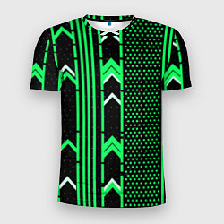 Мужская спорт-футболка Зелёные обои на чёрном фоне