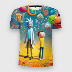 Мужская спорт-футболка Рик и Морти - сюрреалистическая фантазия