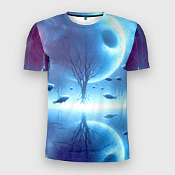 Мужская спорт-футболка Луна и рыбы - нейроарт фантазия