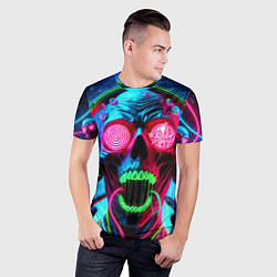 Футболка спортивная мужская Metallica - neon skull with headphones, цвет: 3D-принт — фото 2