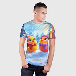 Футболка спортивная мужская Радостные новогодние птички, цвет: 3D-принт — фото 2
