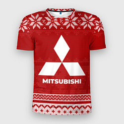 Футболка спортивная мужская Новогодний Mitsubishi, цвет: 3D-принт