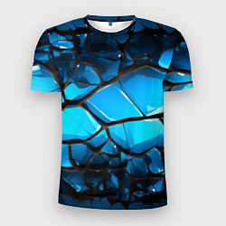 Мужская спорт-футболка Синяя текстура объемных плит