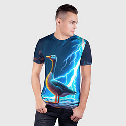 Футболка спортивная мужская Гусь и разряд молнии, цвет: 3D-принт — фото 2