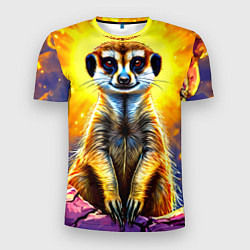 Футболка спортивная мужская Сурикат в яркиз лучах солнца, цвет: 3D-принт
