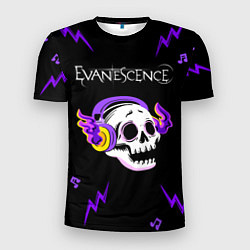 Футболка спортивная мужская Evanescence неоновый череп, цвет: 3D-принт