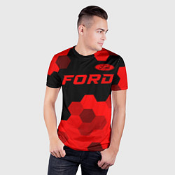 Футболка спортивная мужская Ford - red gradient посередине, цвет: 3D-принт — фото 2